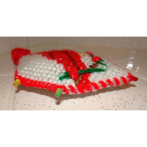 Handmade Plastic Canvas Cardinal 3D Christmas Ornament holly cross stitch holly - Picture 4 of 9
